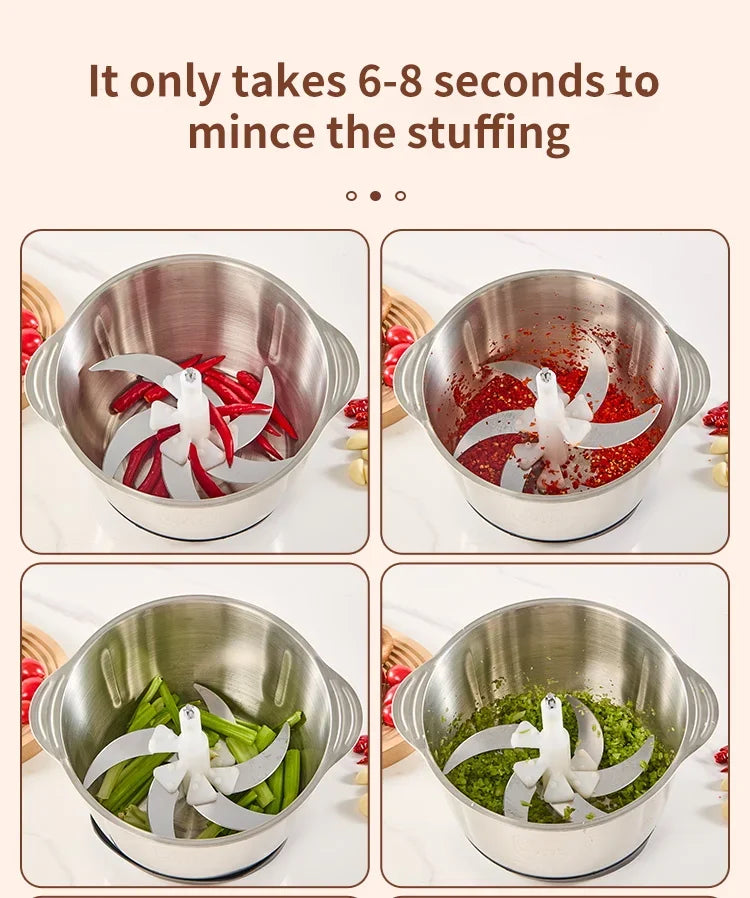 5L Electric Meat Grinders Multifunctional 304 Stainless Steel Food Crusher Vegetable Slicer Chopper Mincer Baby Food Processor