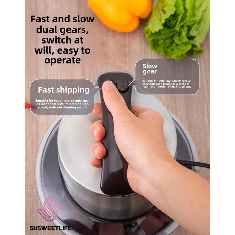 مفرمة لحم كهربائية سعة 6 لترات، كسارة طعام، قطاعة خضروات متعددة الوظائف من الفولاذ المقاوم للصدأ، معالج ومفرمة، أجهزة مطبخ