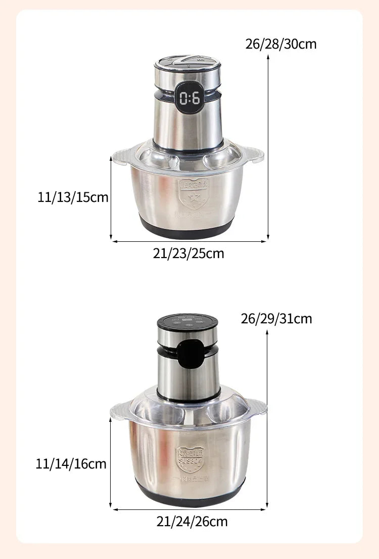 5L Electric Meat Grinders Multifunctional 304 Stainless Steel Food Crusher Vegetable Slicer Chopper Mincer Baby Food Processor