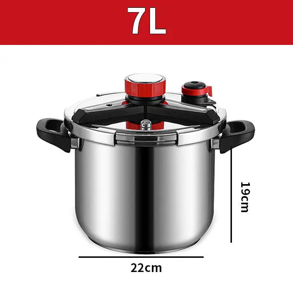 5/7L Stainless Steel Pressure Cooker with Glass Lid Explosion Proof Energy-Saving Safety Pressure Cooker Gas Induction Cooker