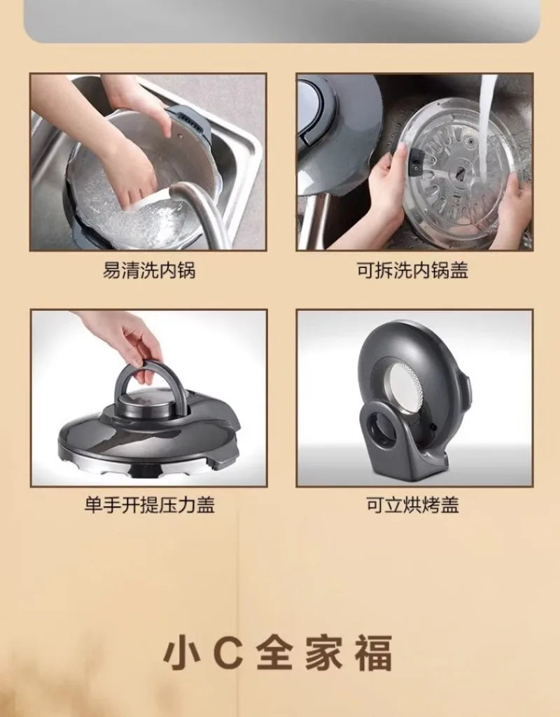 جهاز طهي منزلي بسعة 5 لترات، متعدد الوظائف، سهل التنظيف