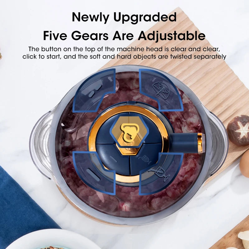 مفرمة لحم كهربائية سعة 5 لترات، مصنوعة من الفولاذ المقاوم للصدأ 304، متعددة الوظائف لتقطيع الخضار وفرمها وتحضير طعام الأطفال