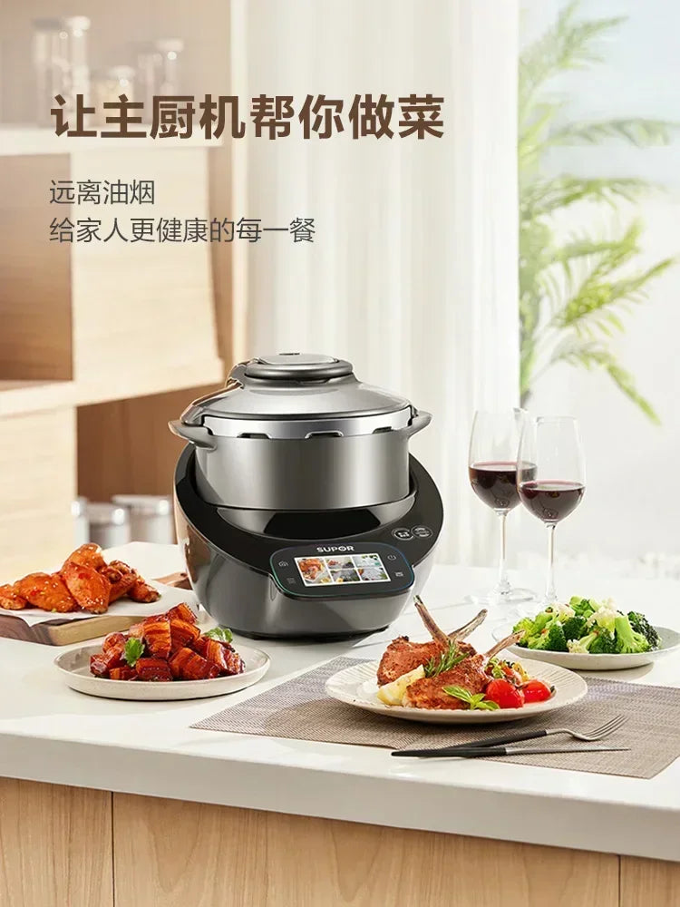 جهاز الطبخ الذكي متعدد الوظائف من سوبور، يعمل بجهد 220 فولت، من الفئة سي، جهاز طهي آلي صغير الحجم من ماستر شيف، روبوت للتقليب والقلي