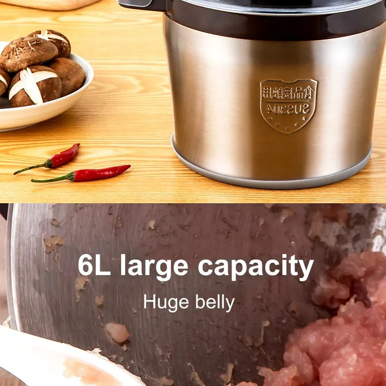 6L Electric Meat Grinders Food Crusher 6S Stainless Steel Multifunctional Vegetable Slicer Processor Chopper Kitchen Appliances