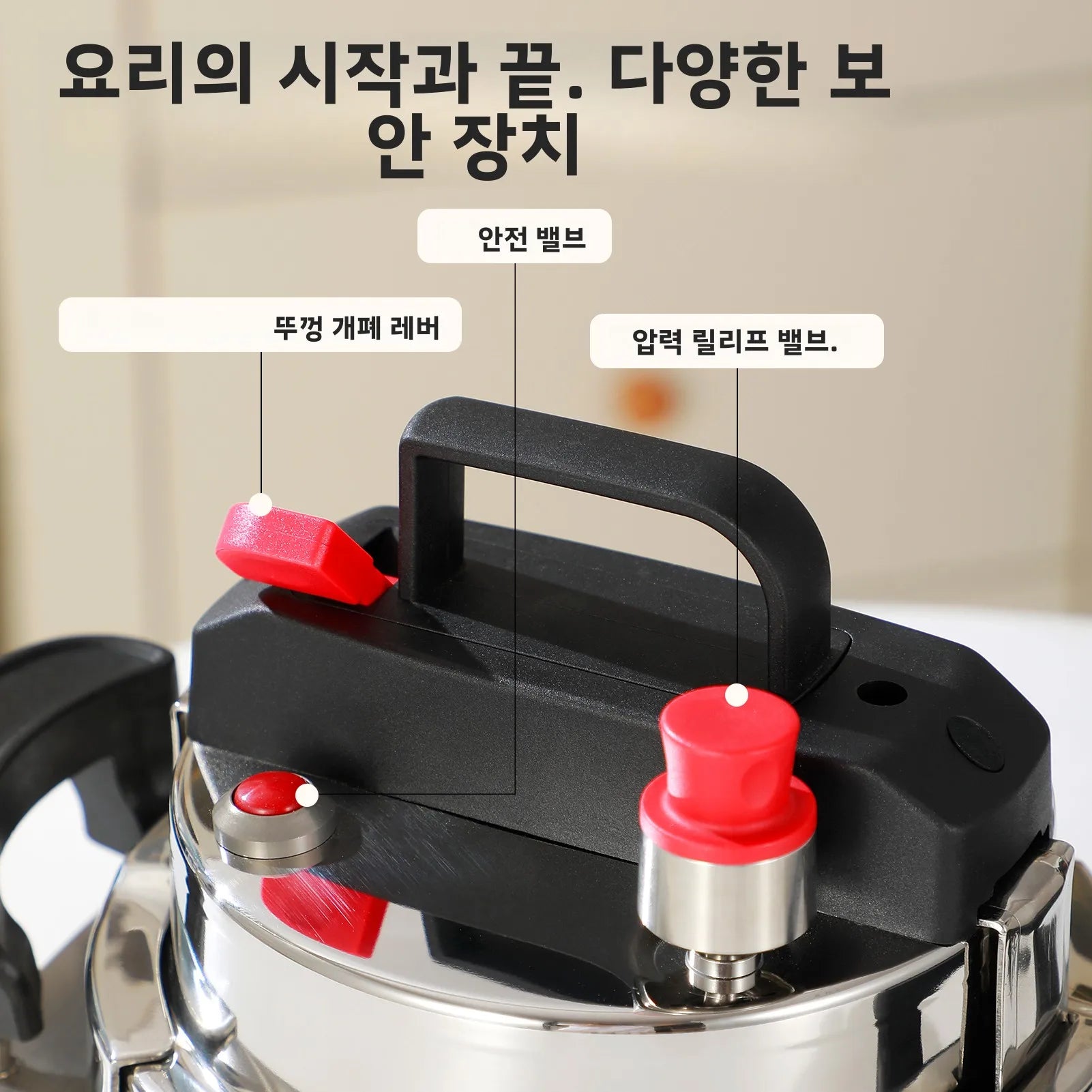 طنجرة ضغط مصنوعة من الفولاذ المقاوم للصدأ 304، تتضمن حاملًا خشبيًا، متوافقة مع مواقد الغاز، مناسبة لطهي الأرز وسلق اللحوم.