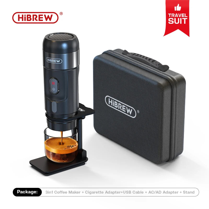 ماكينة قهوة محمولة من HiBREW للسيارة والمنزل، تعمل بجهد 12 فولت تيار مستمر، مناسبة لكبسولات قهوة نيكسبرسو دولتشي ومسحوق القهوة H4A