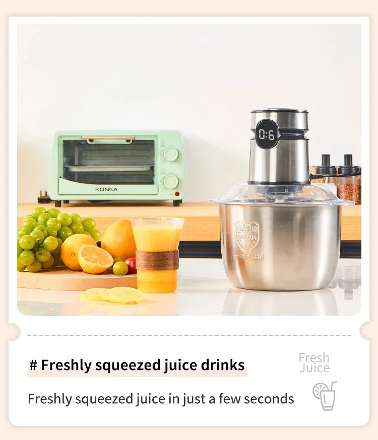 5L Electric Meat Grinders Multifunctional 304 Stainless Steel Food Crusher Vegetable Slicer Chopper Mincer Baby Food Processor